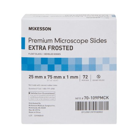 McKesson Microscope Slide McKesson 25 X 75 X 1 mm Extra-Frosted End - Case of 1440 - 70-109PMCK-CS