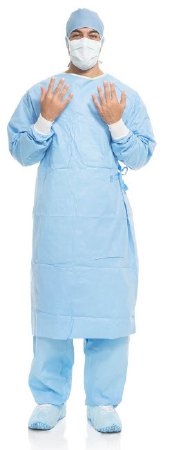 O&M Halyard Inc Surgical Gown Aero Blue X-Large Blue NonSterile AAMI Level 3 Disposable - Case of 32 - 41740NS-CS