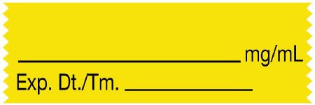 United Ad Label Pre-Printed / Write On Label UAL™ Advisory Label Yellow Paper __________ mg/mL / Exp.Dt./Tm. _______ Syringe Label 1/2 X 1-1/2 Inch - Each - ULTA05-EA
