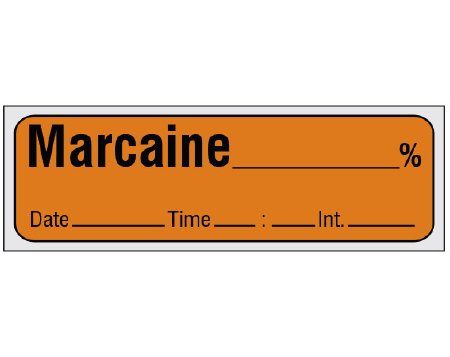 Shamrock Scientific Drug Label Shamrock Anesthesia Label MARCAINE _____ % / Date _____ Time _____ Int. _____ Copper 1/2 X 1 Inch - Each - SA-38-DTI-PRE-EA