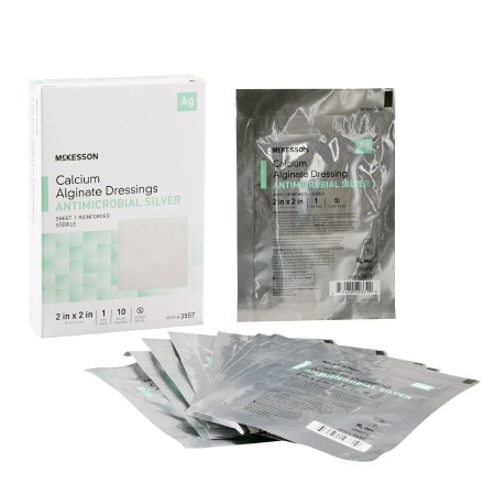 McKesson Silver Alginate Dressing McKesson 2 X 2 Inch Square Sterile - Case of 100 - 3557-CS