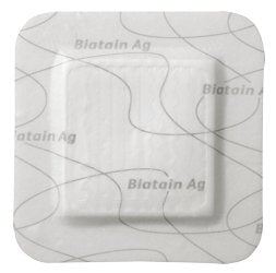 Coloplast Silver Silicone Foam Dressing Biatain® Silicone Ag 5 X 5 Inch Square Sterile - Box of 5 - 39638-BX
