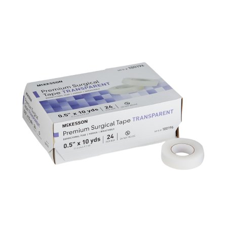 McKesson Water Resistant Medical Tape McKesson Transparent 1/2 Inch X 10 Yard Plastic NonSterile - Case of 240 - 100196-CS