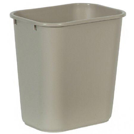 RJ Schinner Co Trash Can Deskside 28-1/8 Quart Rectangular Beige LLDPE Open Top - Case of 12 - FG295600BEIG-CS