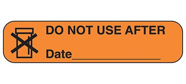 Health Care Logistics Pre-Printed Label Indeed Auxiliary Label Orange Paper Do Not Use After Date ______ Black Safety and Instructional 3/8 X 1-5/8 Inch - Box of 1000 - 2032-BX