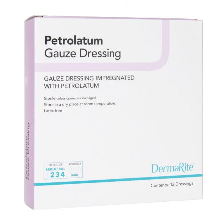 DermaRite Industries Petrolatum Impregnated Dressing DermaRite® Rectangle 6 X 36 Inch Sterile - Box of 12 - 23636-BX