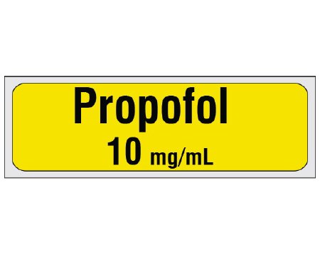 Shamrock Scientific Drug Label Shamrock Anesthesia Label Propofol 10 mg/mL Yellow 1/2 X 1 Inch - Each - SA-2005-PRE-EA