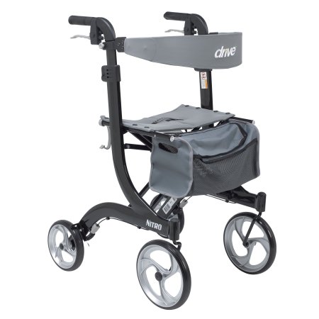 Drive Medical 4 Wheel Rollator drive™ Nitro Black Adjustable Height / Tall / Folding Aluminum Frame - Each - RTL10266BK-T-EA