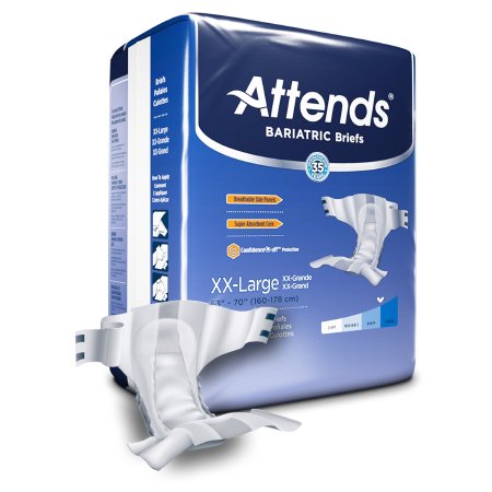 Attends Healthcare Products Unisex Adult Incontinence Brief Attends® Bariatric 2X-Large Disposable Heavy Absorbency - Case of 48 - DD50-CS