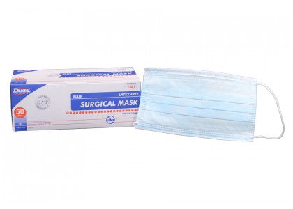 Dukal Surgical Mask Dukal® Pleated Tie Closure One Size Fits Most Blue NonSterile ASTM Level 1 Adult - Box of 50 - 1540-BX