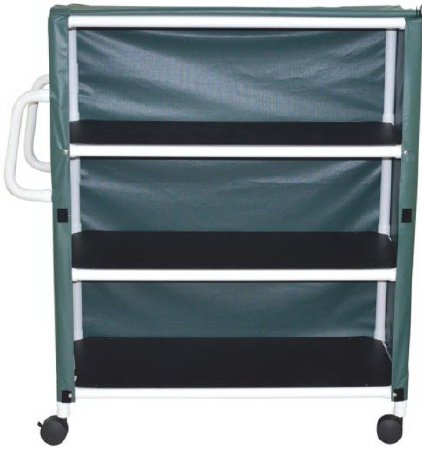 MJM International Linen Cart with Cover 3 Shelves 150 lbs. per Shelf Weight Capacity PVC 4 Inch Twin Casters - Each - 350-24-3C-EA