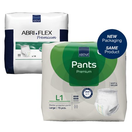 Abena North America Unisex Adult Absorbent Underwear Abri-Flex™ Premium L1 Pull On with Tear Away Seams Large Disposable Moderate Absorbency - Case of 84 - 41086-CS