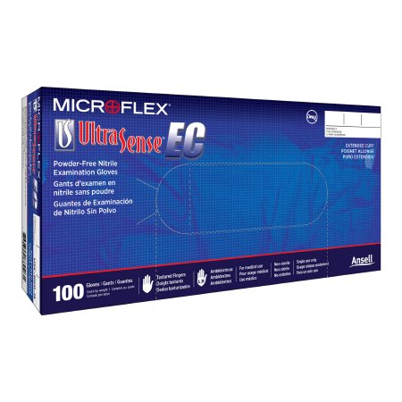 Microflex Medical Exam Glove Ultrasense® EC X-Small NonSterile Nitrile Extended Cuff Length Textured Fingertips Blue Not Rated - Case of 1000 - USE-880-XS-CS