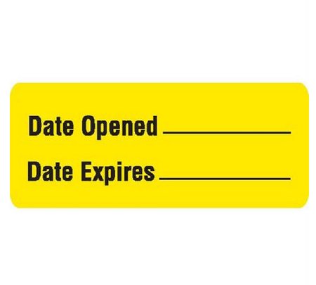 Market Lab Inc Pre-Printed / Write On Label Advisory Label Yellow Paper Date Opened _______ / Date Expires______ Black Quality Control Label 31/50 X 1-1/2 Inch - Box of 1000 - 7839-BX