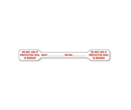 Market Lab Inc Pre-Printed Label Auxiliary Label Red Paper DO NOT USE IF PROTECTIVE SEAL IS BROKEN / DATE: _____ INITIAL: _____ Red Safety and Instructional 1/2 X 4-1/2 Inch - Each - 12708-EA