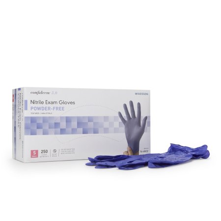 McKesson Exam Glove McKesson Confiderm® 3.0 Small NonSterile Nitrile Standard Cuff Length Textured Fingertips Blue Not Rated - Box of 1 - 14-6N32-BX