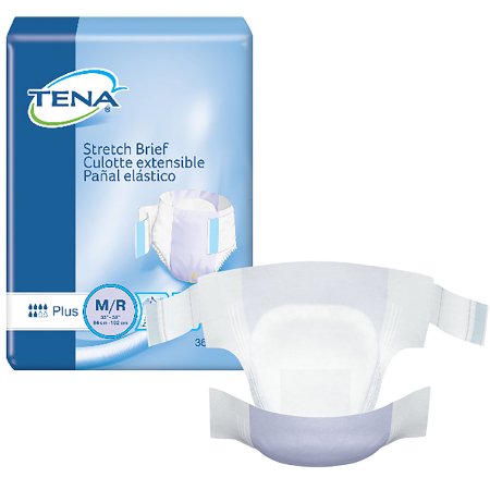 Essity HMS North America Inc Unisex Adult Incontinence Brief TENA® Stretch™ Plus Medium Disposable Moderate Absorbency - Case of 72 - 67602-CS