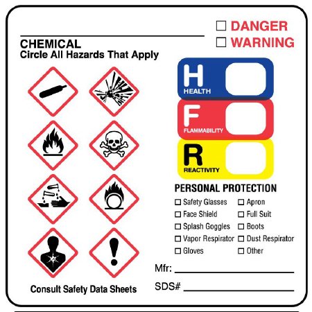 United Ad Label Pre-Printed Label pdc® Warning Label White Paper GHS Symbol Color Block OSHA 2-1/2 X 2-1/2 Inch - Pack of 50 - ULGH1301-PK
