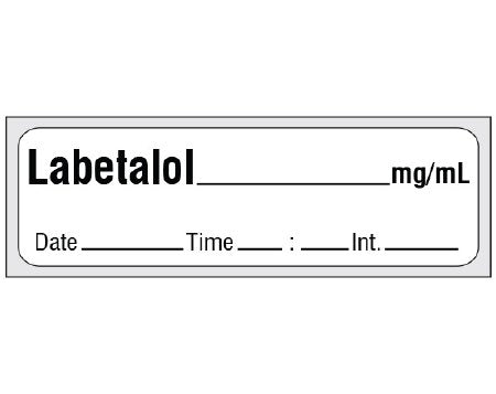 Shamrock Scientific Drug Label Shamrock Anesthesia Label LABETALOL _____ mg / ml / Date _____ Time _____ Int. _____ White 1/2 X 1 Inch - Each - SA-3213-DTI-PRE-EA