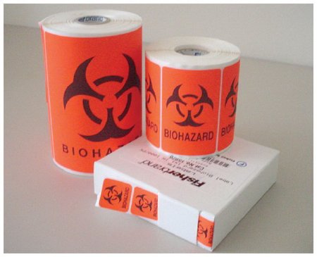 Fisher Scientific Pre-Printed Label Fisherbrand™ Warning Label Orange Paper BIOHAZARD Black Biohazard 5 X 5 Inch - Each - 15928-EA