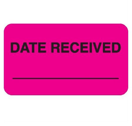Market Lab Inc Pre-Printed / Write On Label Advisory Label Pink Paper DATE RECEIVED ____________ Black Quality Control Label 1 X 3-3/4 Inch - Box of 1000 - 8035-BX