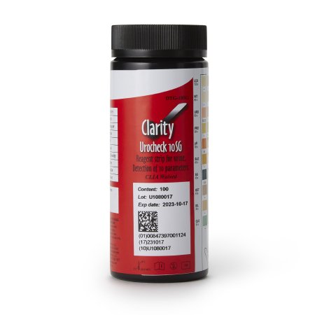 Clarity Diagnostics Reagent Test Strip Clarity® Bilirubin, Blood, Glucose, Ketones, Leukocytes, Nitrite, pH, Protein, Specific Gravity, Urobilinogen For Visual Read 100 per Bottle - Box of 100 - DTG-10SG-BX