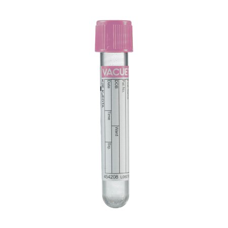 Greiner Bio-One VACUETTE® Venous Blood Collection Tube K2 EDTA Additive 13 X 75 mm 4 mL Pink / Black Ring Pull Cap Polyethylene Terephthalate (PET) Tube - Case of 1200 - 454208-CS