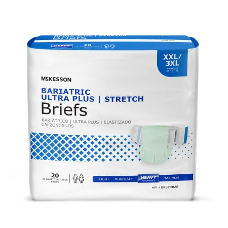 McKesson Unisex Adult Incontinence Brief McKesson 2X-Large / 3X-Large Disposable Heavy Absorbency - Case of 80 - BRSTRBAR-CS