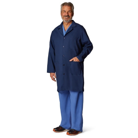 Medline Lab Coat Navy Blue Medium Knee Length Reusable - Each - 83044RNNM-EA