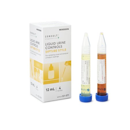 McKesson Urine Chemistry Liquid Urine Dipstick Control Solution, 2 Levels McKesson Consult™ Analyte Testing Positive Level / Negative Level 2 X 12 mL - Box of 4 - 121-071-BX