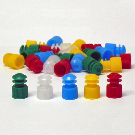Globe Scientific Globe® Scientific Tube Closure Polyethylene Flanged Plug Cap Orange For 12 mm Test Tubes, Centrifuge Tubes and Round Cuvettes NonSterile - Bag of 1 - 118127N-BG