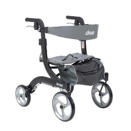 Drive Medical 4 Wheel Rollator drive™ Nitro Hemi Black Adjustable Height / Folding Aluminum Frame - Each - RTL10266BK-H-EA