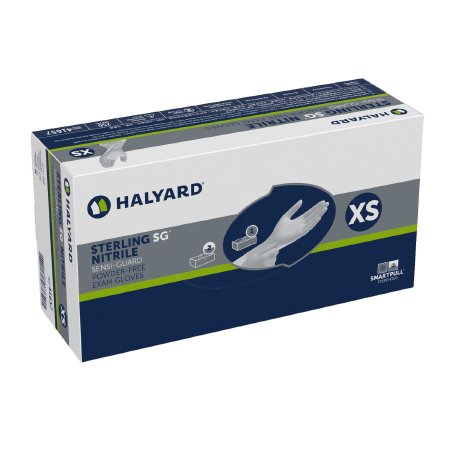O&M Halyard Inc Exam Glove STERLING SG® X-Small NonSterile Nitrile Standard Cuff Length Textured Fingertips Silver Chemo Tested - Case of 10 - 41657-CS