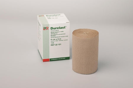 Lohmann & Rauscher Compression Bandage Durelast® 3-1/5 Inch X 5-1/2 Yard Clip Detached Closure Tan NonSterile High Compression - Case of 108 - 22101-CS