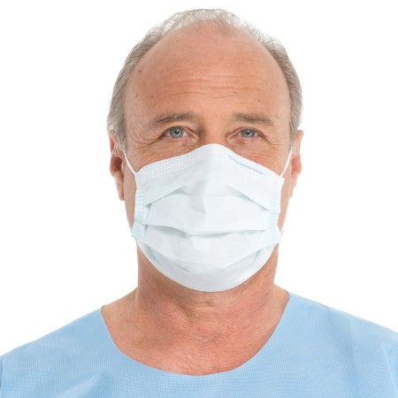 O&M Halyard Inc Surgical Mask FluidShield Anti-fog Foam Pleated Earloops One Size Fits Most White NonSterile ASTM Level 1 Adult - Box of 50 - 41802-BX