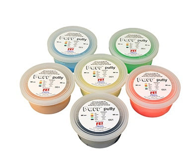Fabrication Enterprises Therapy Putty Set Puff LiTE™ 2X-Soft / X-Soft / Soft / Medium / Firm / X-Firm 6 X 3 oz. - Box of 6 - 10-1416-BX