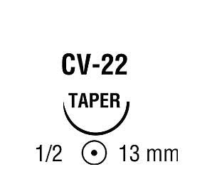 Covidien Absorbable Suture with Needle Maxon™ CV Polyglyconate CV-22 1/2 Circle Taper Point Needle Size 5 - 0 Monofilament - Box of 1 - 8886612221-BX