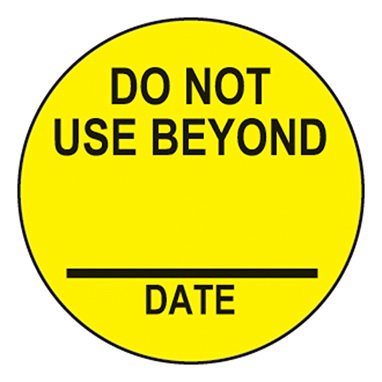 Health Care Logistics Pre-Printed Label Indeed Auxiliary Label Yellow Paper Do Not Use Beyond Date Black Safety and Instructional 3/4 Inch - Pack of 1000 - 18333-PK