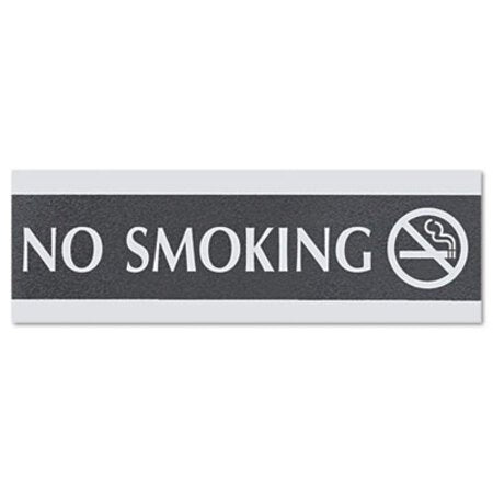 Headline® Sign Century Series Office Sign, NO SMOKING, 9 x 3, Black/Silver - Each - USS-4757-EA