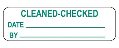 Health Care Logistics Pre-Printed Label Indeed Advisory Label White Paper Cleaned-Checked Date_By_ Green 3/4 X 2-1/2 Inch - Pack of 1000 - 17634-PK