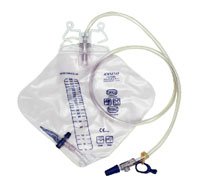 Amsino International Urinary Drain Bag AMSure® Anti-Reflux Valve Sterile Fluid Path 2000 mL Vinyl - Case of 20 - AS312-CS