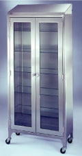 Blickman Supply Cabinet Wall Mount / Floor Standing Stainless Steel 5 Glass Shelves Lock with Keys - Each - 1537970000-EA