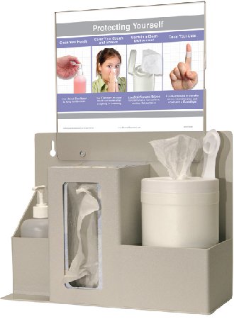 Bowman Manufacturing PPE Dispenser BOWMAN® Wall Mount 3-Compartment Quartz Beige 5.75 X 11.38 X 15.00 Inch ABS Plastic / PETG Plastic - Each - ED-097-EA