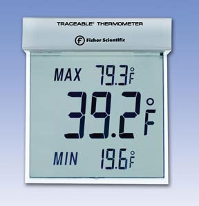 PANTek Technologies LLC Digital Thermometer Fisherbrand™ Traceable® Big-Digit See-Thru™ Fahrenheit -13° to +158°F (-25° to +70°C) Internal Sensor Window / Wall Mount Battery Operated - Each - 15077959-EA