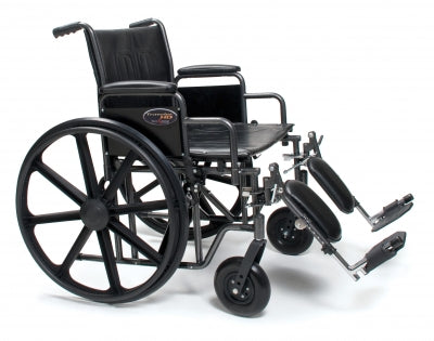 Graham-Field Bariatric Wheelchair Traveler® HD Heavy Duty Dual Axle Full Length Arm Elevating Legrest Black Upholstery 20 Inch Seat Width Adult 500 lbs. Weight Capacity - Each - 3G010350-EA