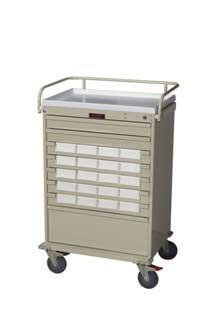 Harloff Medication Cart Value Line Steel 22.5 X 29.5 X 44.75 Inch Light Blue 23 X 17 Inch Drawer, Seven 3 Inch, One 9 Inch - Each - VLT20BIN5-EA