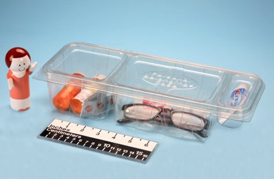 Health Care Logistics Patient Belongings Container Health Care Logistics® 3 X 5-1/4 X 12-1/4 Inch Plastic Hinged Lid Clear - Each - 17686-EA