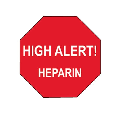 Health Care Logistics Pre-Printed Label Warning Label Red Paper High Alert Heparin White Caution 3/4 Octagon - Roll of 1 - 17519-RL