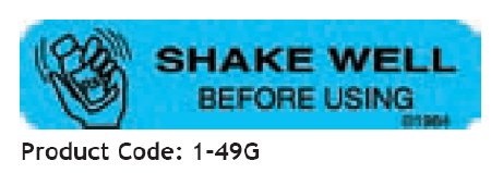 Precision Dynamics Pre-Printed Label Barkley® Auxiliary Label Blue Shake Well Before Using Black Safety and Instructional 3/8 X 1-9/16 Inch - Roll of 1 - 1-49G-RL