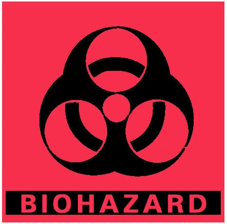 Precision Dynamics Pre-Printed Label Barkley® Warning Label Fluorescent Red Paper Biohazard / Symbol Black Biohazard 5 X 5 Inch - Roll of 1 - BH-55-RL